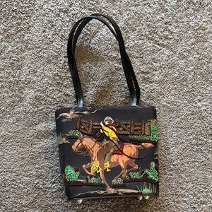 Black Western Embroidered Rodeo Tote Bag